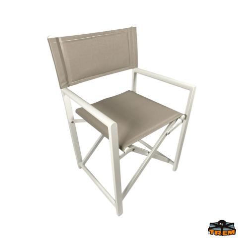 TREM Deco ΚΑΡΕΚΛΑ MARINE ΑΛΟΥΜΙΝΙΟΥ ΛΕΥΚΗ ΠΤΥΣΣΟΜΕΝΗ με ΥΦΑΣΜΑ TORTORA ΜΠΕΖ